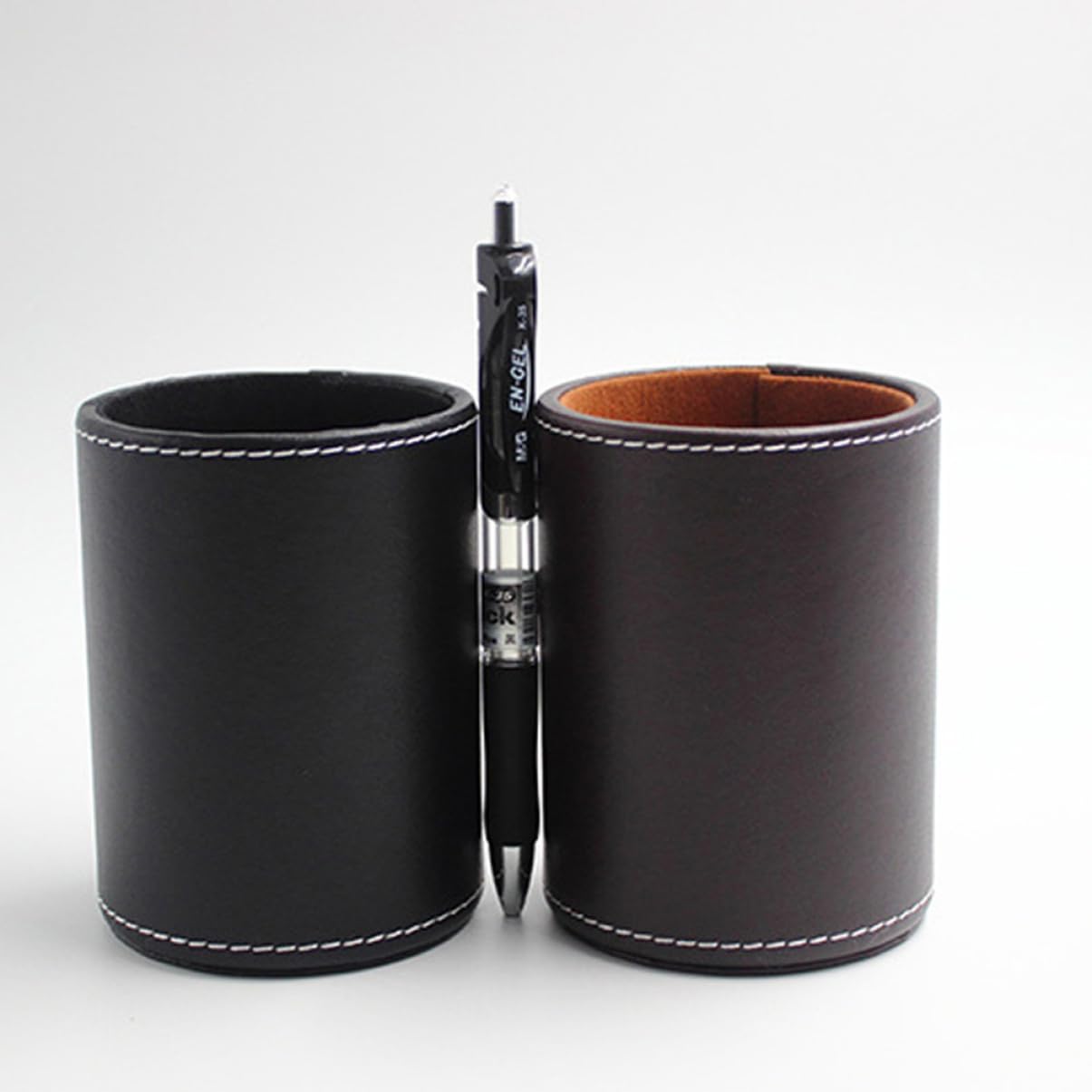 Didiseaon 3pezzi Porta Penne Tondo Pu Leather Nero Contenitore Per Pennelli Trucco e Articoli Da Scrivania Design Pratico e Resistente Per Casa e Ufficio Organizzatore Desktop Elegante e
