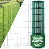 STREND PRO Zaun Gartenzaun 150cm Höhe | Länge 25 m | Grün Wildzaun | Maschenweite 100 x 50 mm | Verzinkt & PVC-beschichtet | Schweißgitter Zaunrolle | Maschendrahtzaun | Drahtzaun