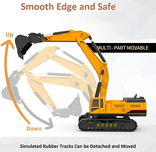 Image of Unbreakable Construction Engineering Excavator Truck with Movable Claw Digger Trucks Toys Friction Powered Long Crane Toy Pull Back Push Dozer Vehicles for Kids Boys Girls (Multicolor)