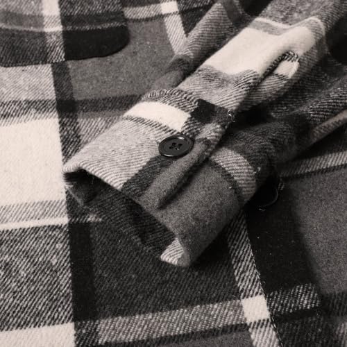 Abrigo largo de forro polar a cuadros negro ropa de moda 7