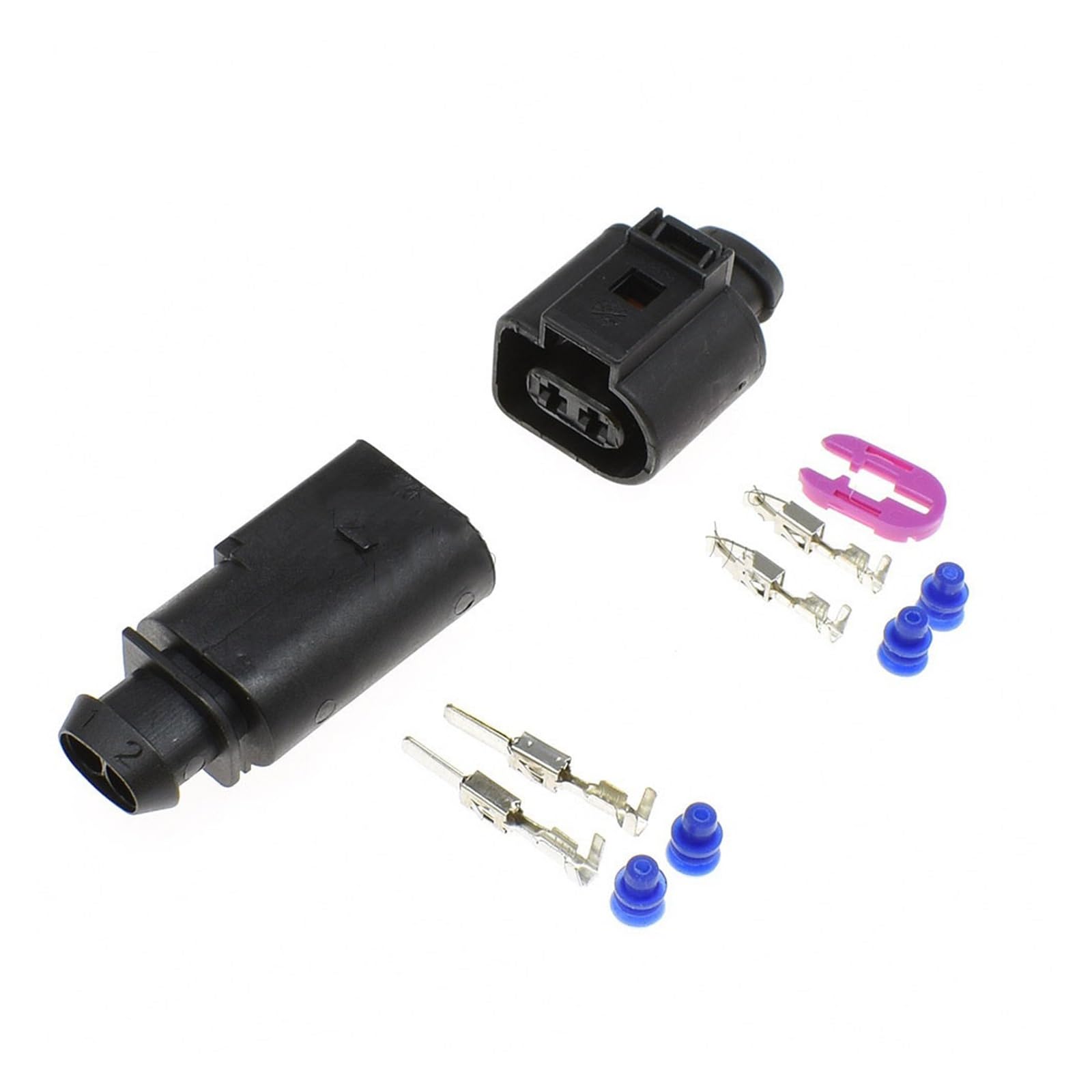 Chunsu 1/10Kits 3.5mm Automotive Wiring Harness Connector 1J0973722 8D0973822 Electrical Horn Plug 1J0 973 722 1717692-1 8D0 973 822(Male and Female,10Sets)