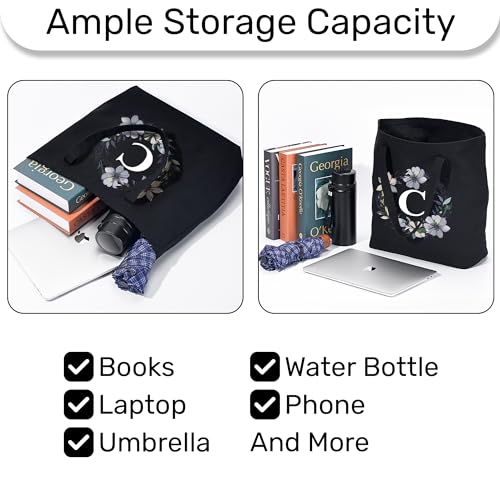 HIFA Initial Tote Bag for Women, Personalized Canvas Tote Bag -Durable Cotton, Zipper, Inner Pocket-Multipurpose Shoulder Bag4