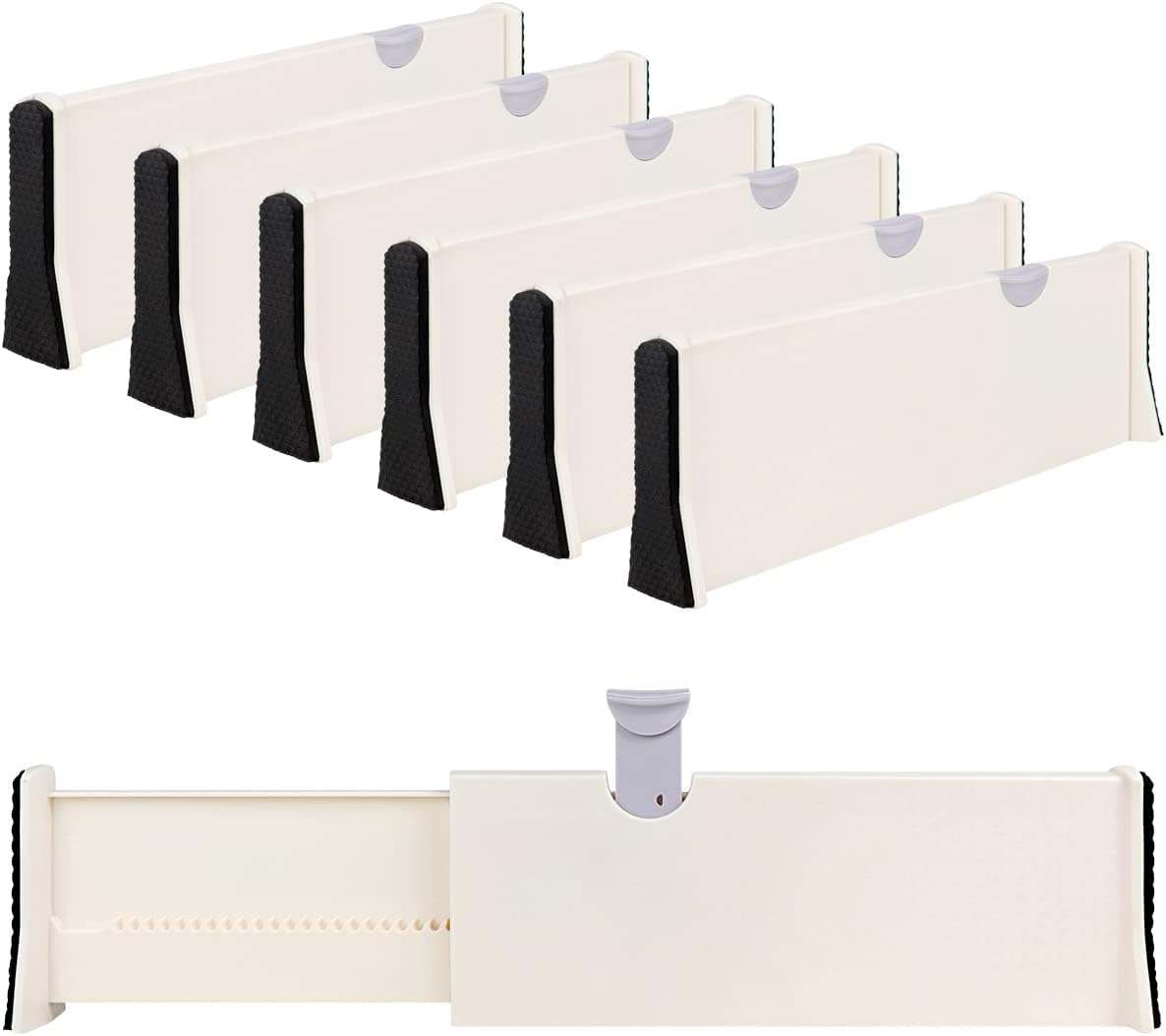 ZNCMRR Drawer Organizer 6 Pack Dresser Drawer Organizers 4”High Expandable from 11-17 Inches, Drawer Dividers for Clothes, Dresser, Closet, Drawer, Office, Kitchen Storage