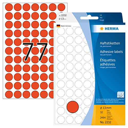 Herma Multi-Purpose Labels Ø 13Mm Red 2464 Pcs.