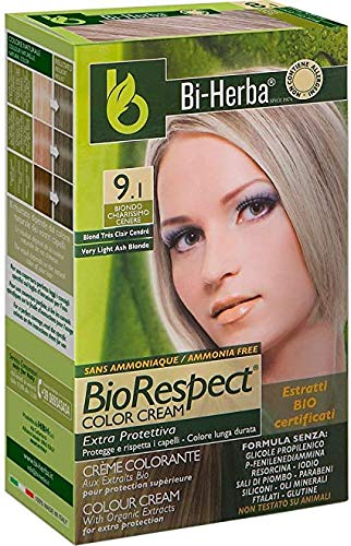 Bi-Herba : Bio Tintura per capelli in crema Senza Ammoniaca - Colore 9.1 BIONDO CHIARISSIMO CENERE