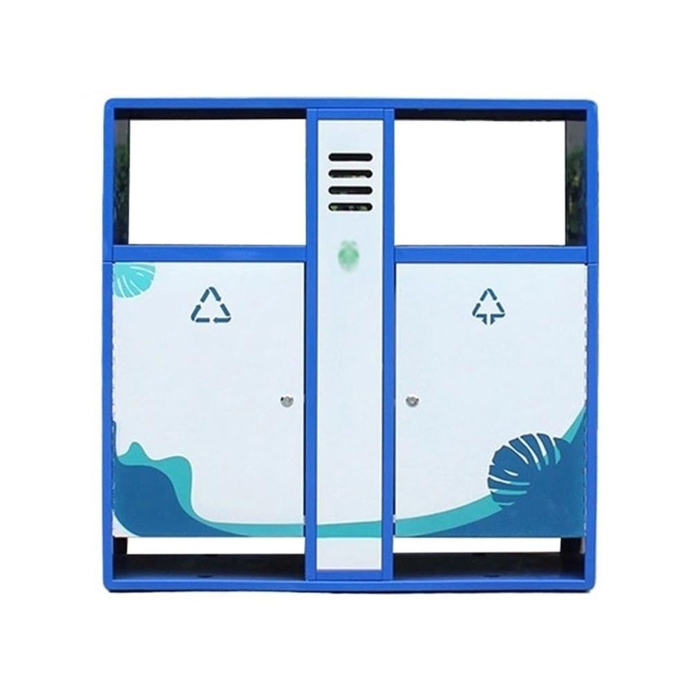 Outdoor Trash Can, Commercial Public Area Double Box Waste Bin Outdoor Galvanised Steel Garbage Can