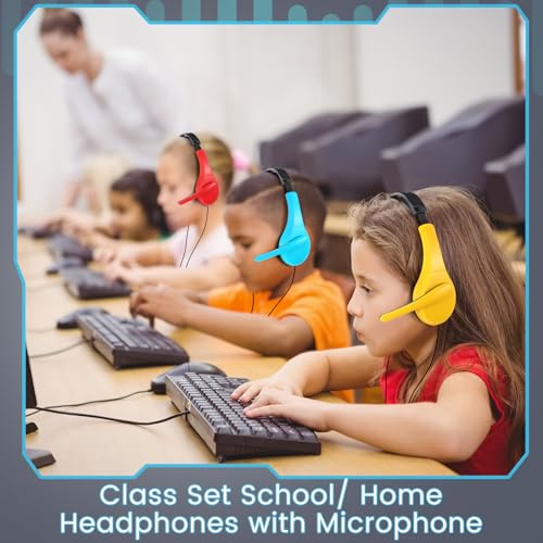 20 Pack Bulk Classroom Headphones with Microphone Wired, Multicolor by Saysurey - Used condition - Image 5
