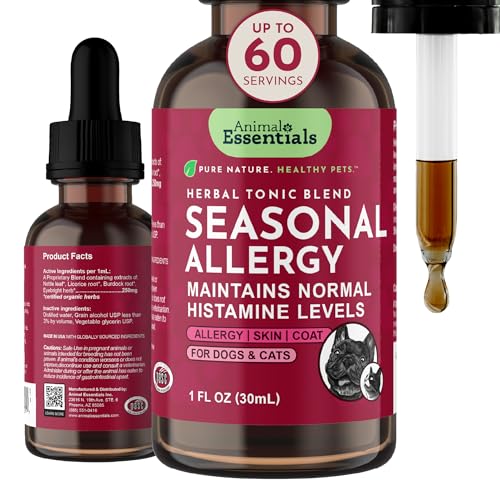 Animal Essentials Seasonal Allergy Treatment for Dogs - Liquid Herbal Support for Dogs & Cats, Wellness Supplement for Sensitive Skin & Seasonal Comfort, Licorice Tincture, 100% Organic - 1 fl oz