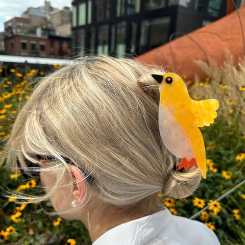 Decorative Bird Hair Clip Personalized Yellow Canary Design Acetate Material Safe & Textured Hair Accessory for Women Girls Gift