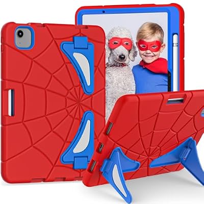 Tablet Protective Case Cover for iPad Air11 M4/M3/M2 (2026/2025/2024) Case Rugged Tablet Case with Adjustable Kickstand,Shockproof Hard PC+Silicon Cover, Pencil Slot,Child-Friendly(Red+Blue)