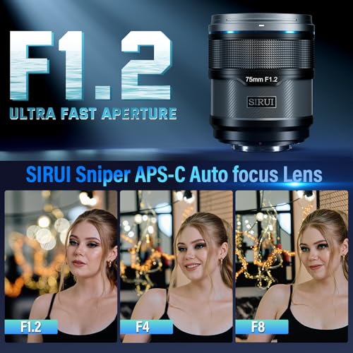 Image of SIRUI Sniper 75mm Autofocus Lens, F1.2 Telephoto APS-C Camera Lens for Z8, Z9, Z5, Z6, Z7, Zfc (Z Mount, Black)