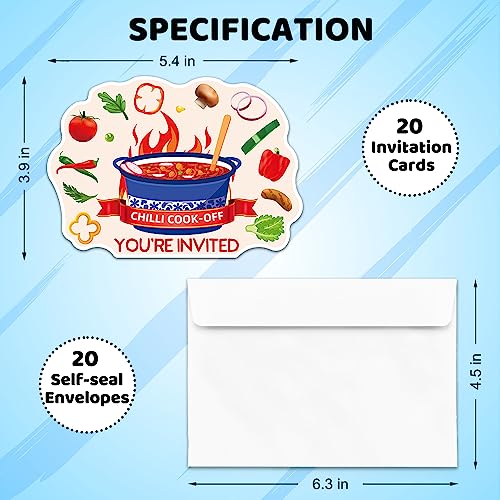 ERHACHAIJIA 20 PCS Cartões de Convites de Enchimento em Forma de Comida Picante com Envelopes, Concu