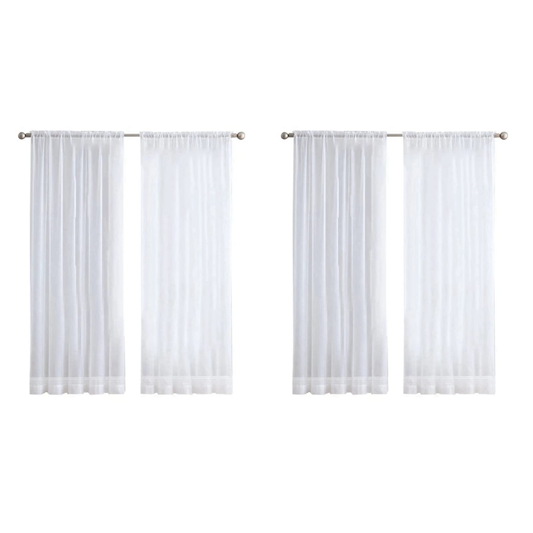 Hndhbfgrt 8 Panels White Sheer Curtains 84 Inches Long Rod Pocket Window Treatment Gauze Voile Drapes for Bedroom Living Room