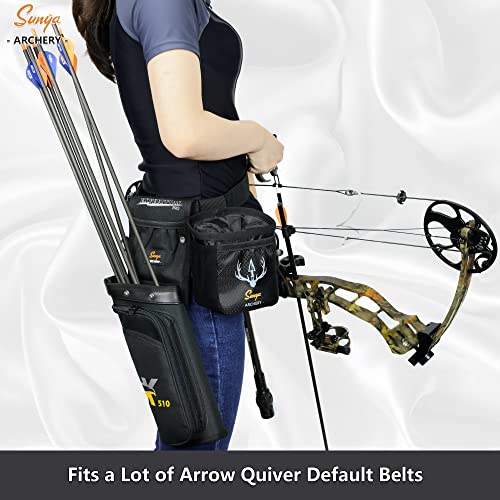 Sunya Archery Bow Release Pouch | Finger Tab Bag, Multiple Pockets For Archery Aids Accessories, Fit For Arrow Quiver Belt With Quick Drawstring Closure (Black) #TOP4