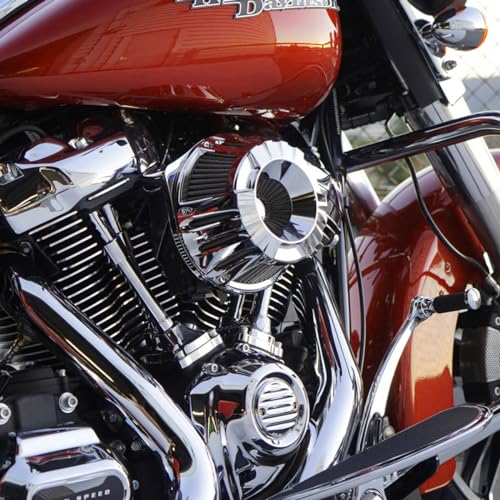 Image of For harley air cleaner filter Touring street glide road king electra tri trike Dyna Sportster XL 883 1200 Softail air intake (Deep style -Chromed, D-For M8 Touring /Softail 2018-UP)