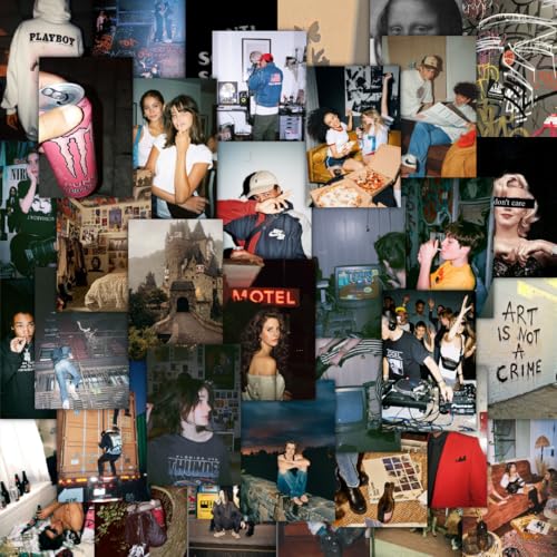 Image of CodersParadise Grunge Wall Collage Kit - 54 PCS Aesthetic Goth Posters (4x6 Inch) | Vintage Dark Academia Wall Art for Bedroom, Dorm, Living Room & Office | Premium Cardstock Prints with Glue Dots