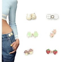 6 Natural Style Pant Waist Tightener, Decorative Clothing, Adjustable Metal Waist Buckle Set, No Sewing and No Tools Instant, Reusable Pants Button Tightener for Jeans Skirts Aecoration
