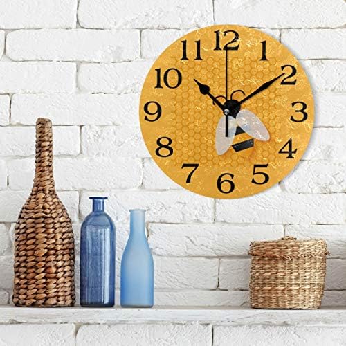 linomo Cute Animal Bee Wall Clock Decor, Silent Non Ticking Round Clock Quiet for Kitchen Living Room Bedroom Bathroom Office