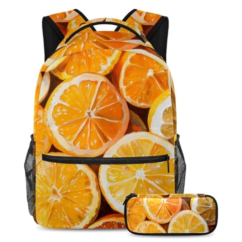 Sac à dos polyvalent 2 pièces orange pour fournitures scolaires