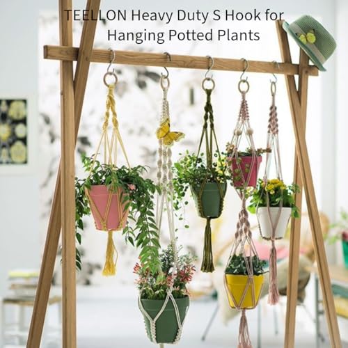 Image of 100% Stainless Steel S Hooks (Pack of 15) S Shaped Hook for Hanging Heavy Duty for Kitchen Cutlery, Bathroom Towels, Curtain rods, Potted Plants, Pan, Pot, Coat (5mm,3.5 Inch in Length)