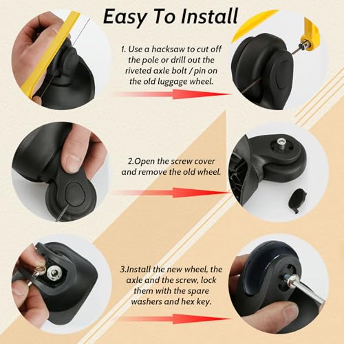 Replacement Luggage Wheels 35x17mm Suitcase Wheels Repair Repair Set Wear-Resistant Trolley Casters for Trolley Bag, Inline Skate and Caster Board4