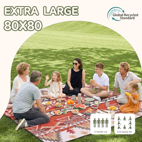 Genovega Waterproof Picnic Blanket Outdoor Camping Beach Mat Rug Extra Large Foldable Essential Roadtrip Gadget Rv Accessories Glamping Tent Gear Must Haves Hiking Stuff Backpacking Necessities Gift by Genovega - Image 2