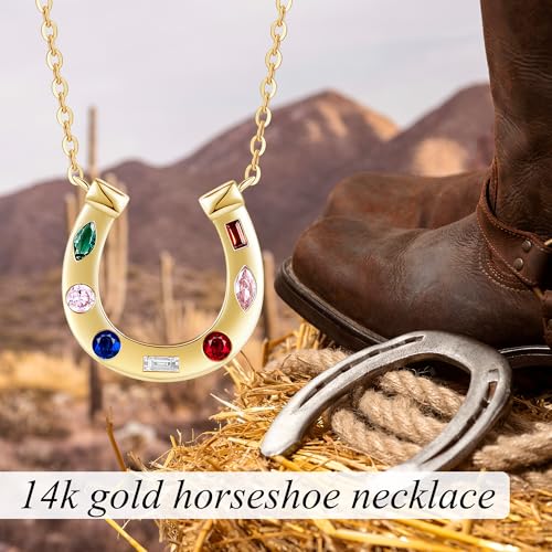 ELFRONT 14K Solid Gold Cross/Mustard Seed/Horseshoe/Witches Knot/Italian Horn Necklace Dainty Mothers Day Jewelry Gifts for Women 6
