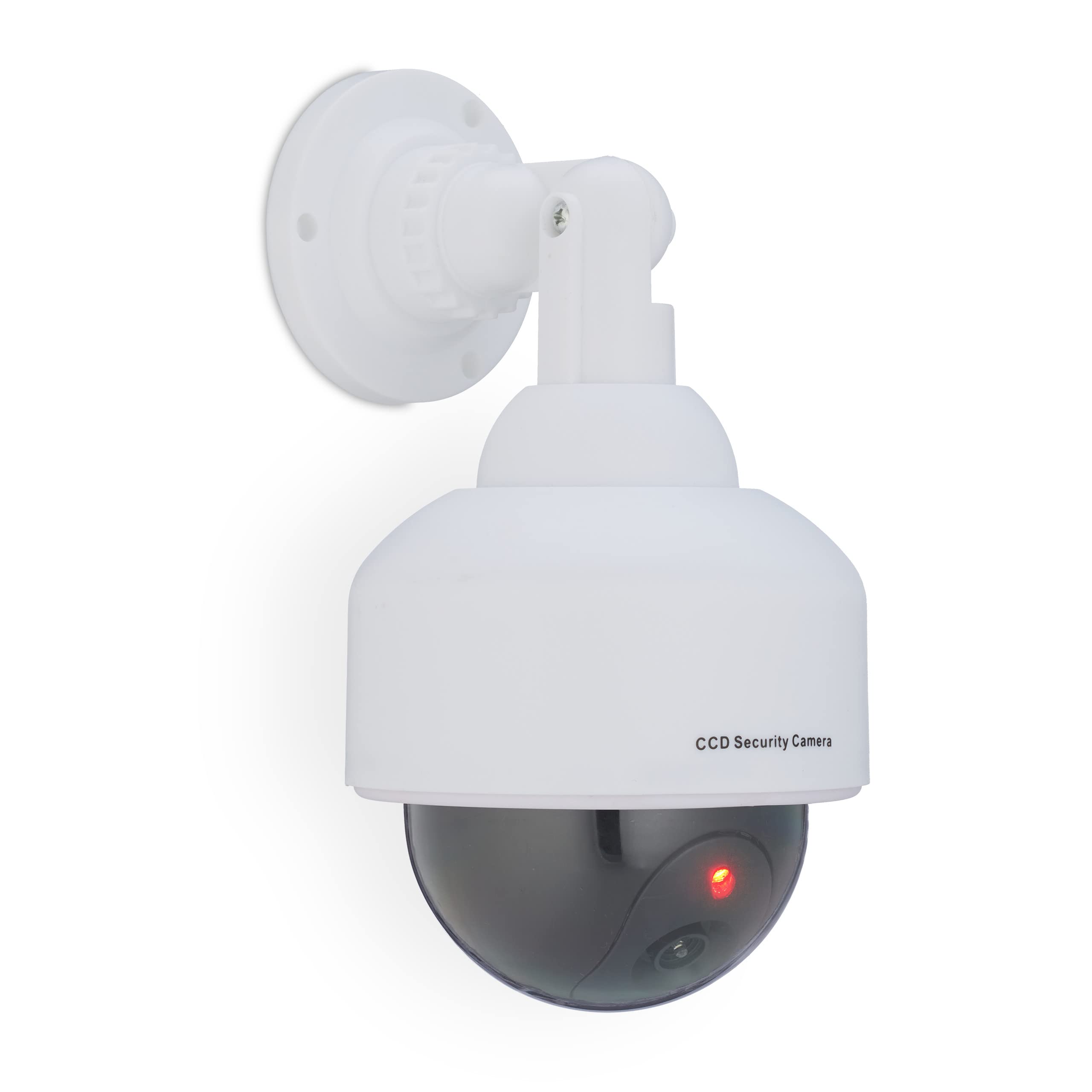 Relaxdays 2x Dummy Camera, Fake Security, Flashing LED Light, Indoor, Outdoor, Burglar Deterrent, 23.5x12.5x14 cm, White