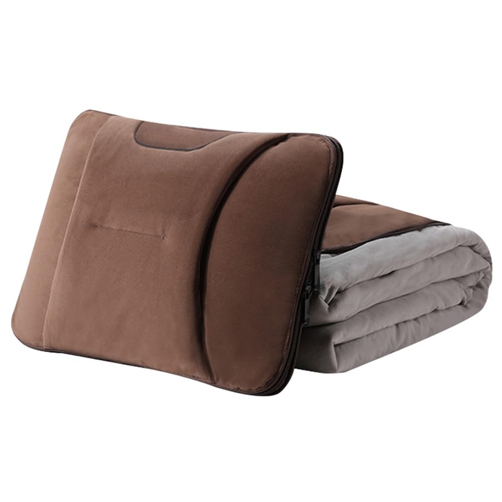 Car Travel Blanket Waist Support Blanket for BYD Seagull 2024-2025 Hatchback 4-seater, Premium Soft 3 in 1 Warm Soft Travel Blanket Car Pillow Blanket,Brown