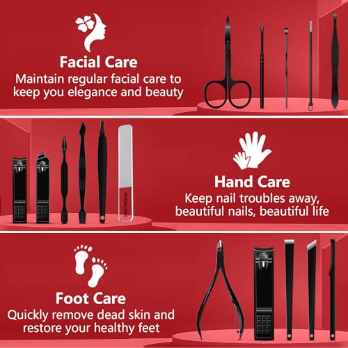 Bleswin MK-16-BK Manicure Set 16 In 1 Professional Stainless Steel Pedicure Kit Toenail Clippers Set Mens Grooming Kit Fingernail Kit thumb #1