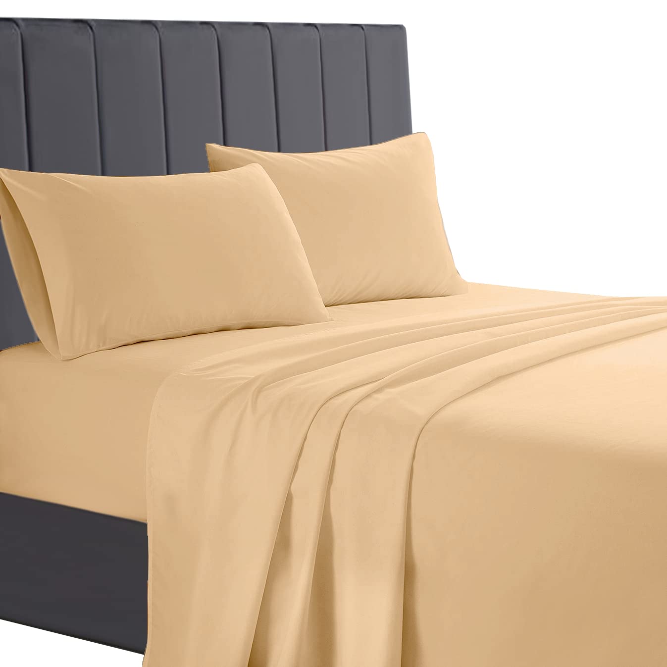 A ATH COLLECTION Egyptian Cotton Flat Sheet, 200 Thread Count Cotton Soft, Fade & Wrinkle Resistant Flat Bed Sheets (Super King, Mocha)