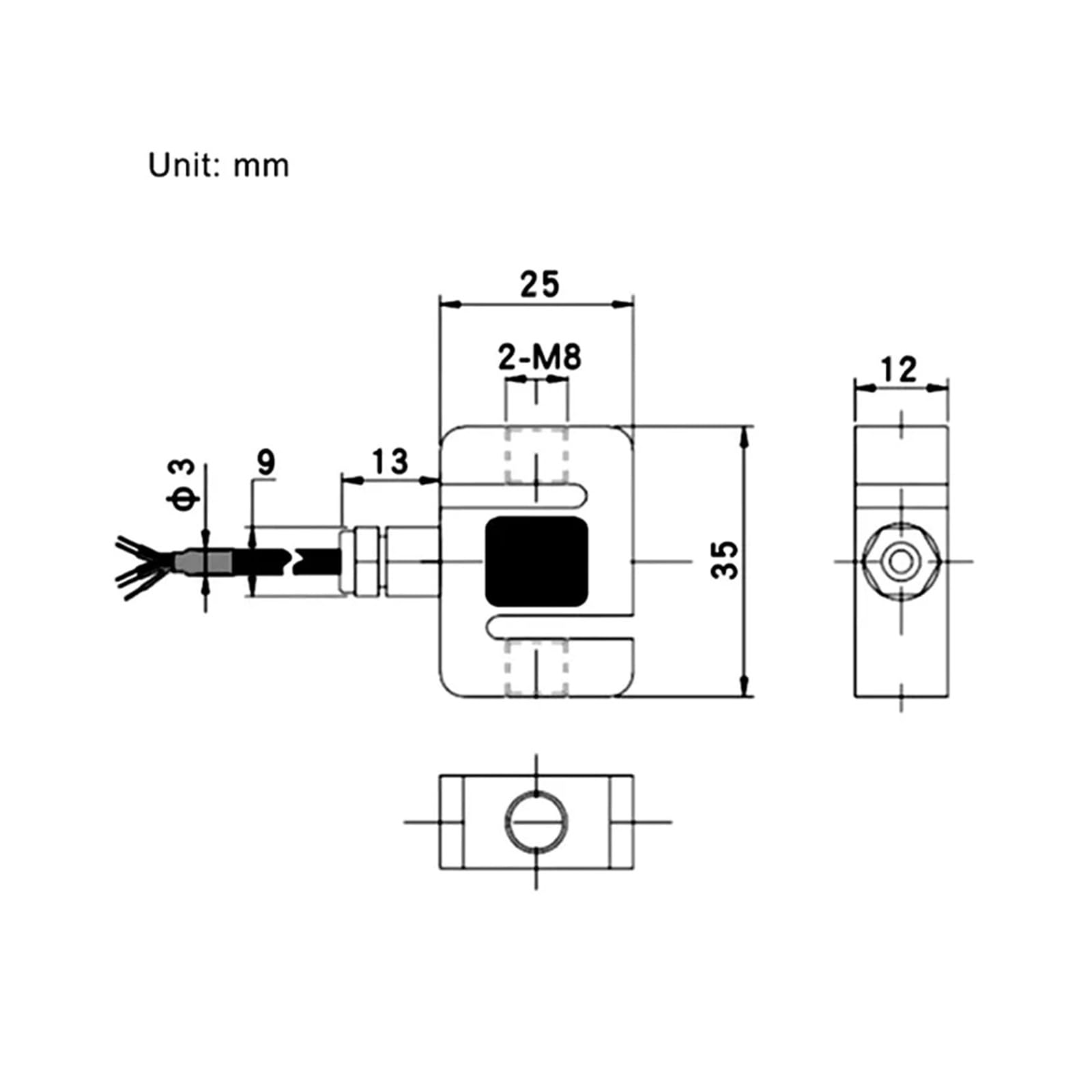 Mini cellule de charge de type S, 5KG-200kg, en acier inoxydable, capteur de Force de Compression/traction IP65, for l'automatisation industrielle Données fiables(200KG)