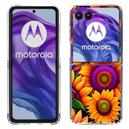 Coque Motorola Razr Ultra 2025 Bcov en polycarbonate rigide imprimé tournesols colorés