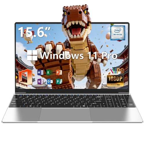 HILLSUSU 2026 Windows 11 Pro Business Laptop Computer 15.6 FHD IPS 8GB RAM 256GB SSD Office Included Core M3 (Beats N4000) Lightweight Portable Ideal for Students & Business