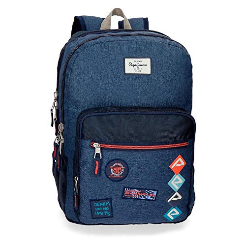 Pepe Jeans Paul Mochila Doble Compartimento Adaptable a Carro Azul 30 5x44x15 cms Poliéster