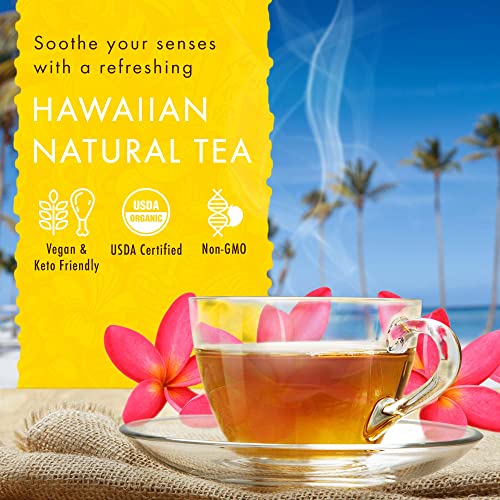 Image of Hawaiian Natural Tea Pineapple Strawberry Flavored Organic Tea - Tropical Fruit Green Tea Blend with White Tea - Perfect Daily Cup & Gift for Tea Lovers - 60 Tea Bags