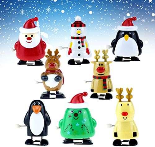 Holibanna 8pcs Christmas Wind Up Toys Clockwork Toys Santa Wind- up Toys Xmas Kids Toys Holiday Christmas Party Favor Goody Bag Filler
