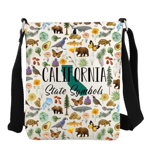 JYTAPP California Souvenir State Symbols Crossbody Bag Wildlife Nature Lover State Souvenir California Travel Merchandise (beige)