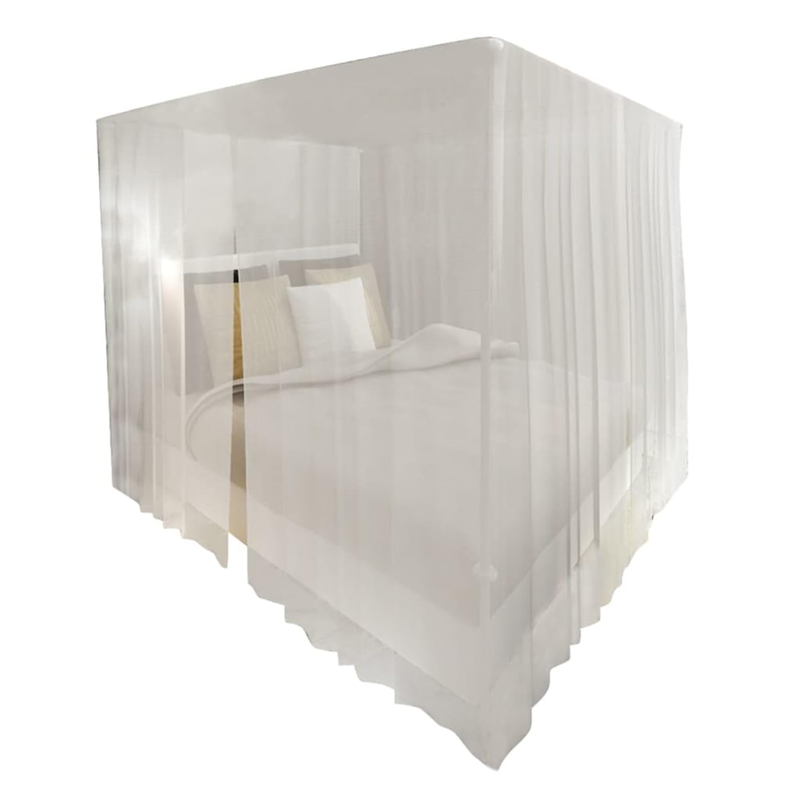 Moskitonetz Set 2 Stück, Quadratisches Bett Moskitonetz aus 100% Polyester, Weißes Insektenschutznetz mit feiner Masche für Zuhause, Ideal für heiße Sommertage 50264