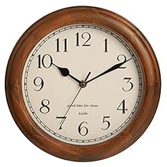 Wooden Wall Clock with Retro Design, 11 Inches Round Wall Clock Battery Operated Silent Non product
