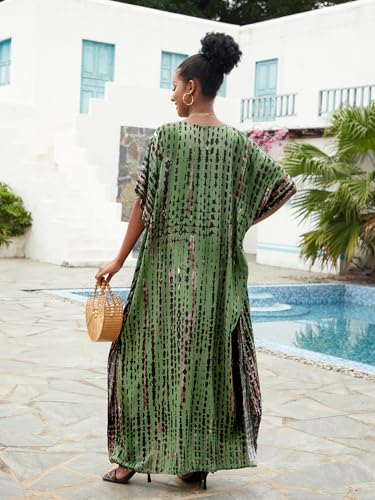 Image of Kaftan Dresses for Women Plus Size Bathing Suit Cover up Caftan Maxi Beach Dresses