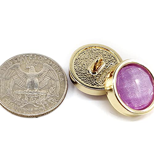 Craftisum Beveled Cut Round Purple Glass Shimmer Sewing Shank Buttons 20 Pcs - 18Mm, 23/32" #TOP2