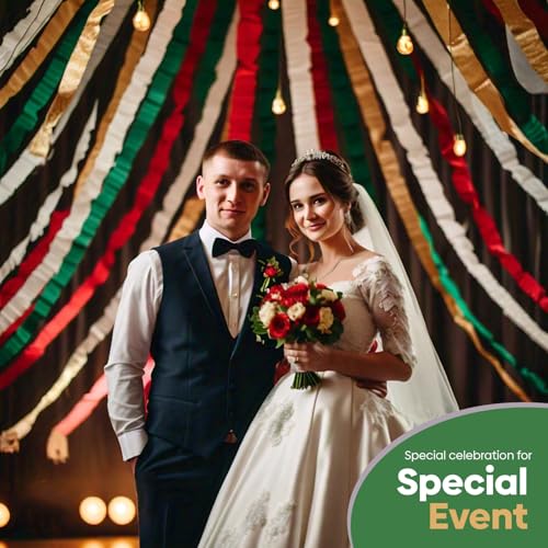 Image of 6 Christmas Streamers, 591ft Pack of Crepe Paper Party Decorations | Each roll is 82 ft long and 1.8 Inch wide ideal for Event Party Decor, Cultural Decorations and Christmas Celebration