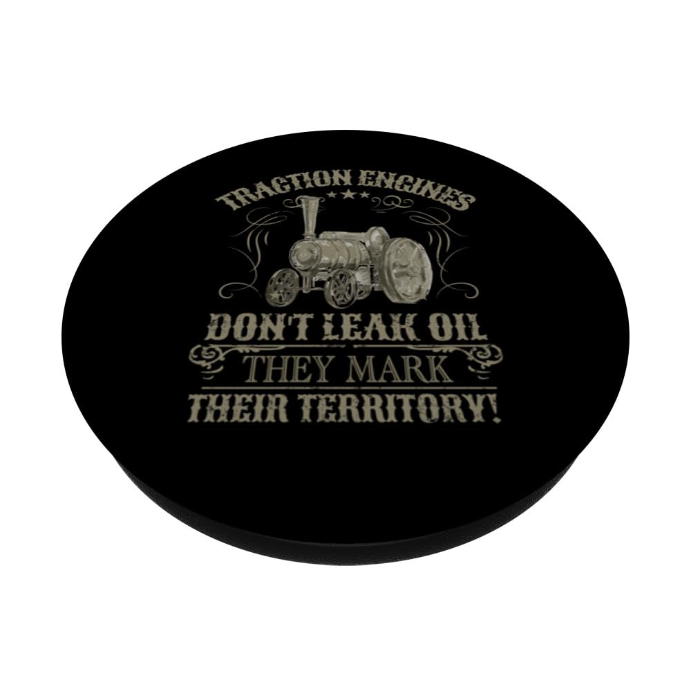 Steam Traction Engine Retirement Idea For Men & Steam Engine PopSockets Adhesive PopGrip, Black - Image 2