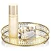 Nuptio Bandeja Maquillaje Vidrio Espejado 25cm Diámetro, Bandeja Decorativa Redonda Dorada, Plato Vela, Bandeja Joyería, Organizador Almacenamiento, Bandeja Tocador con Espejo para Mesa Centro