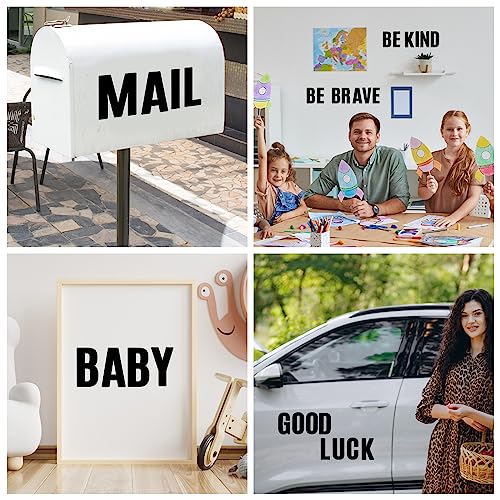 Image of Qilery 32 Sheets 4 Inch Letter and Number Stickers Self Adhesive Vinyl Letters Alphabet Stickers Big Font Letters Number Tags for School Classroom Home Mailbox Decor (Black)
