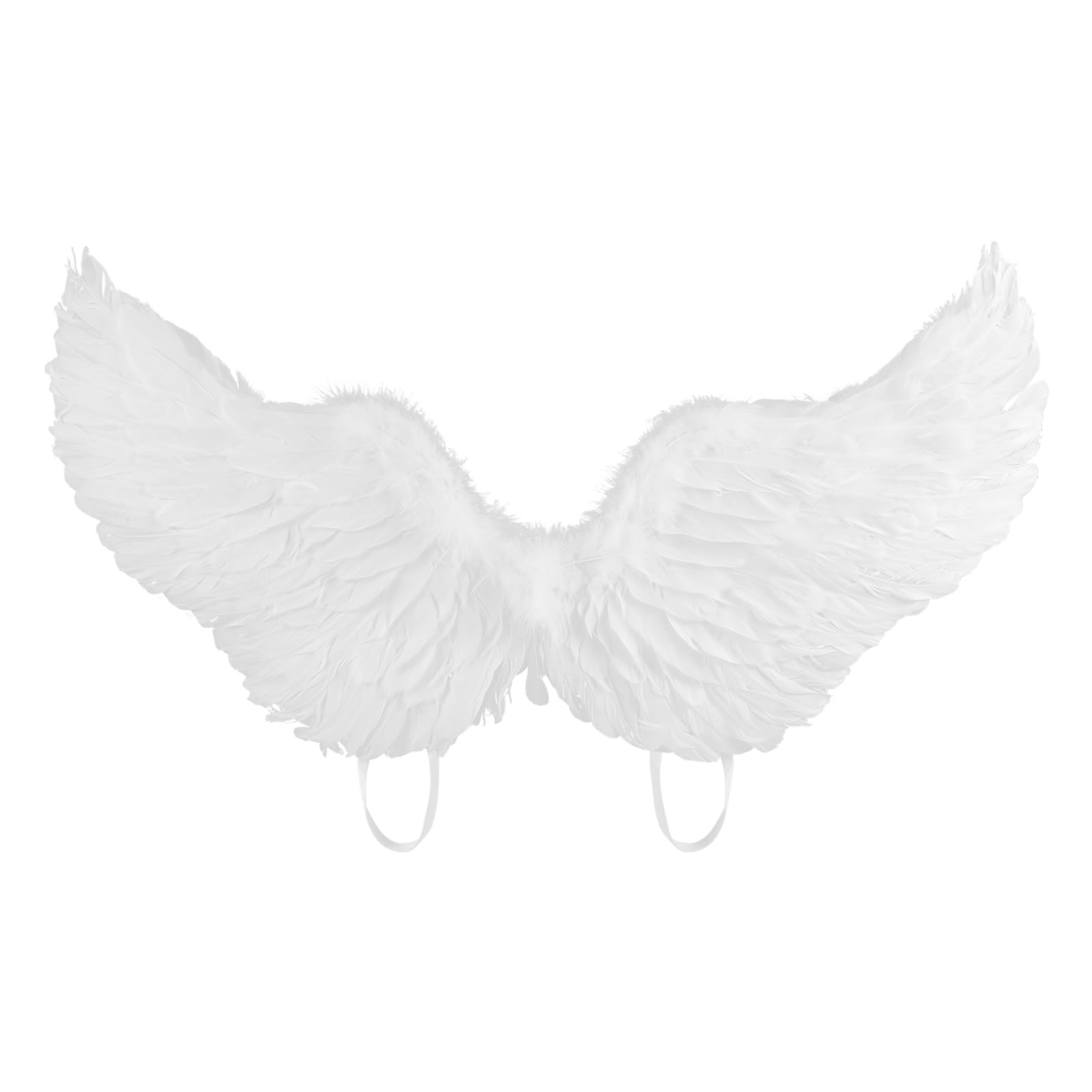 Edhomenn Angel Wings Deluxe Feather Wings with Elastic Straps Halloween Costume Accessory for Adults (02 White, One Size)