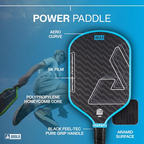 Image of JOOLA Double Vision 16mm Pickleball Paddle - Signature and Standard Shape - Aramid Surface for Softer Responsive Touch - SK Film for Reduce Vibration - USAP Approved - NFC Chip Enabled