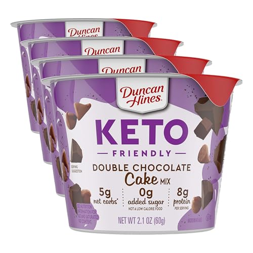 Duncan Hines Keto Friendly Cake Cups Double Chocolate Cake Mix, 2.1 oz (Pack of 4)