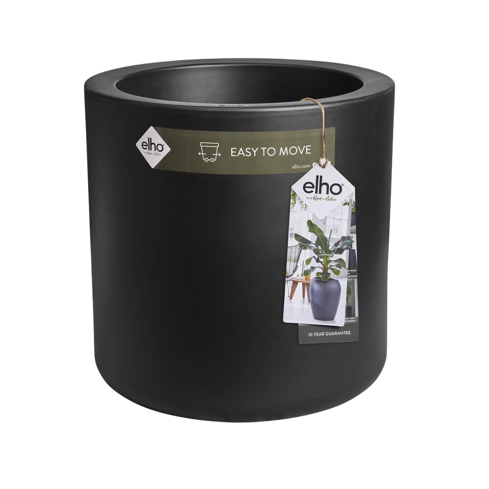 elho Pure Cilinder Wheels 40 - Large Plant Pot for Indoor & Outdoor - Recycled Plastic - Ø 39.5 x H 40 cm - Black/Black — image 1
